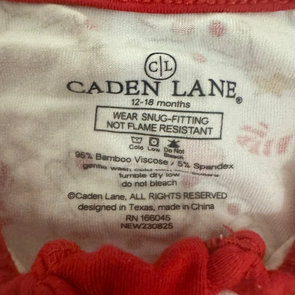 Caden Lane Pink and Red Holiday Kids One Piece Pajamas